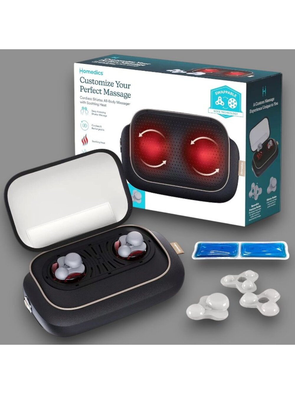 New! HoMedics Cordless All-Body Massager Heat & Interchangeable Attachments